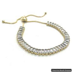 Made with Swarovski Crystal Baguette Tennis Slider Bracelet in Gold-New